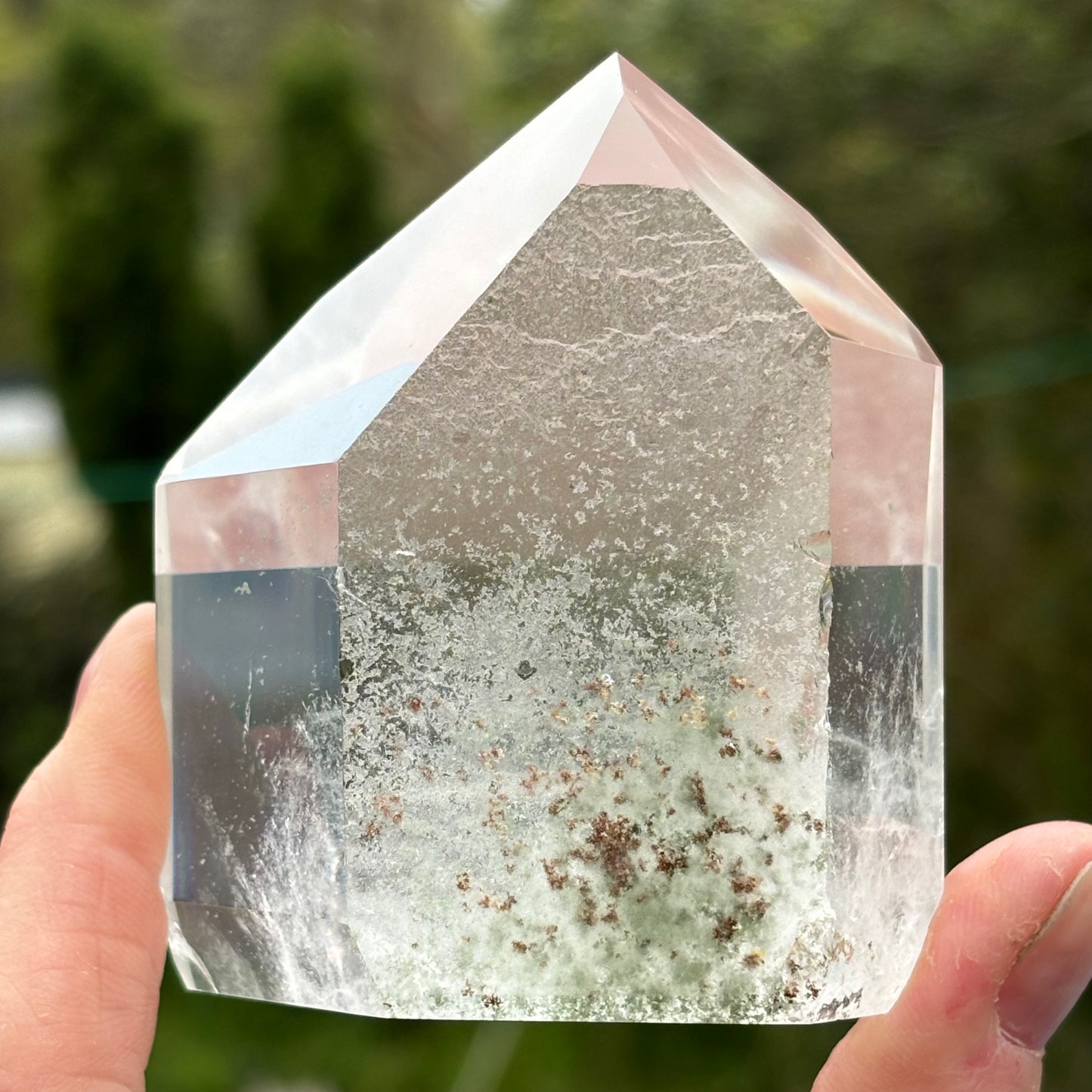 Half Polished Green Chlorite Phantom Quartz | D - Aether & Element