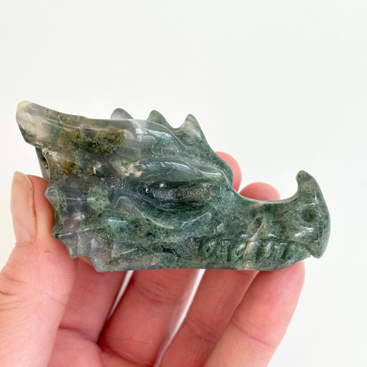 Moss Agate Dragon Head - Aether & Element