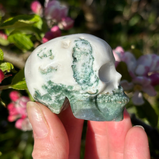 Moss Agate Skull - Aether & Element