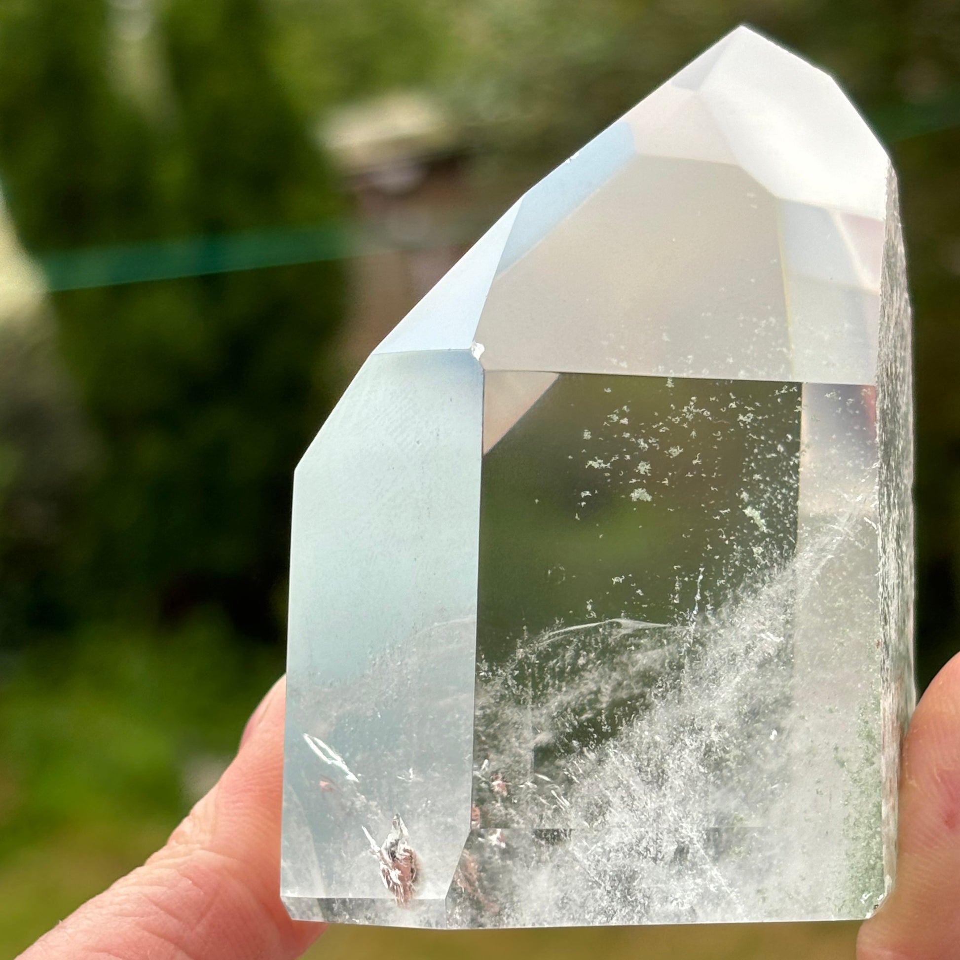 Half Polished Green Chlorite Phantom Quartz | D - Aether & Element