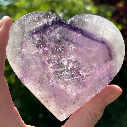Large Phantom Amethyst Faceted Heart 2 - Aether & Element