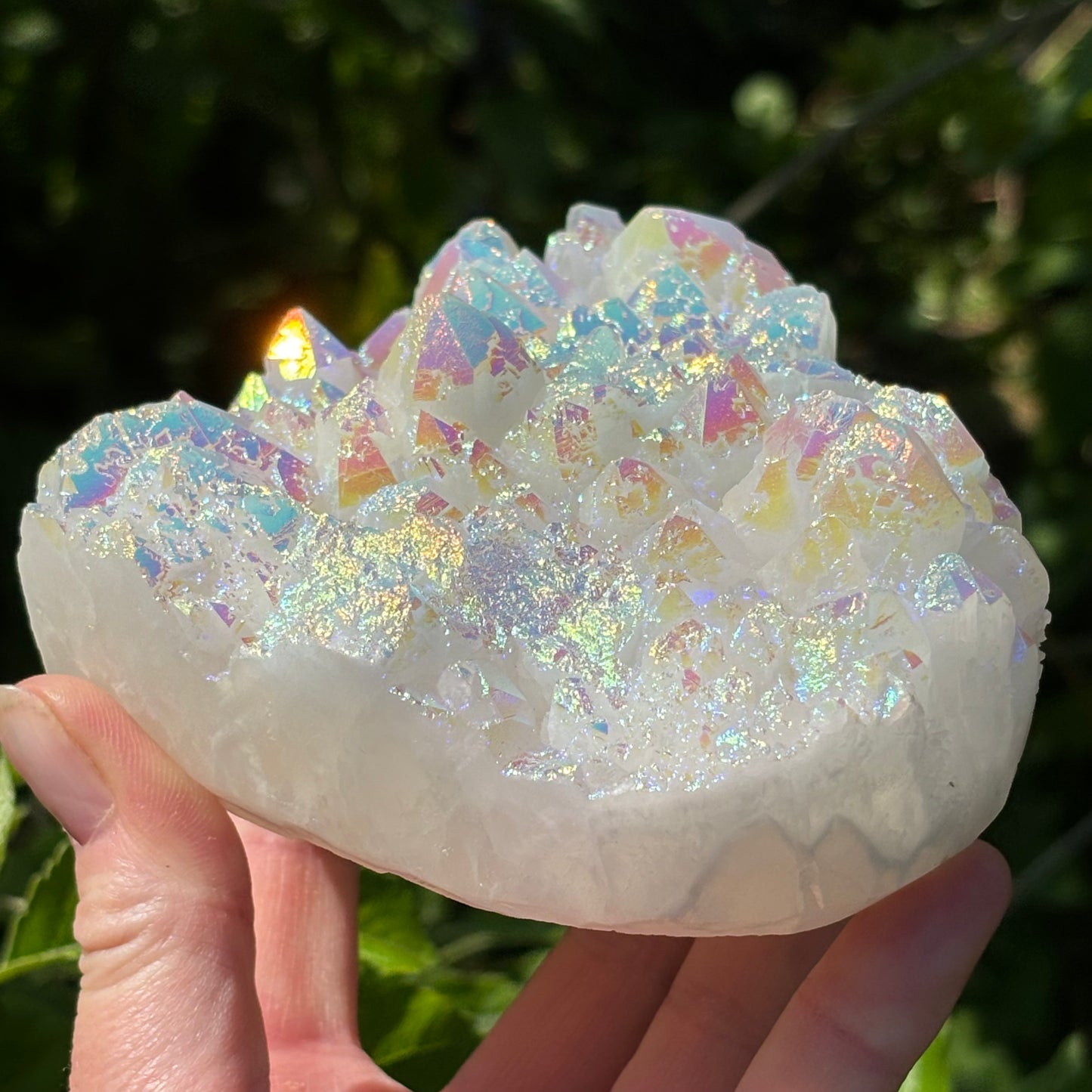 Large Angel Aura Quartz Cluster Heart - Aether & Element