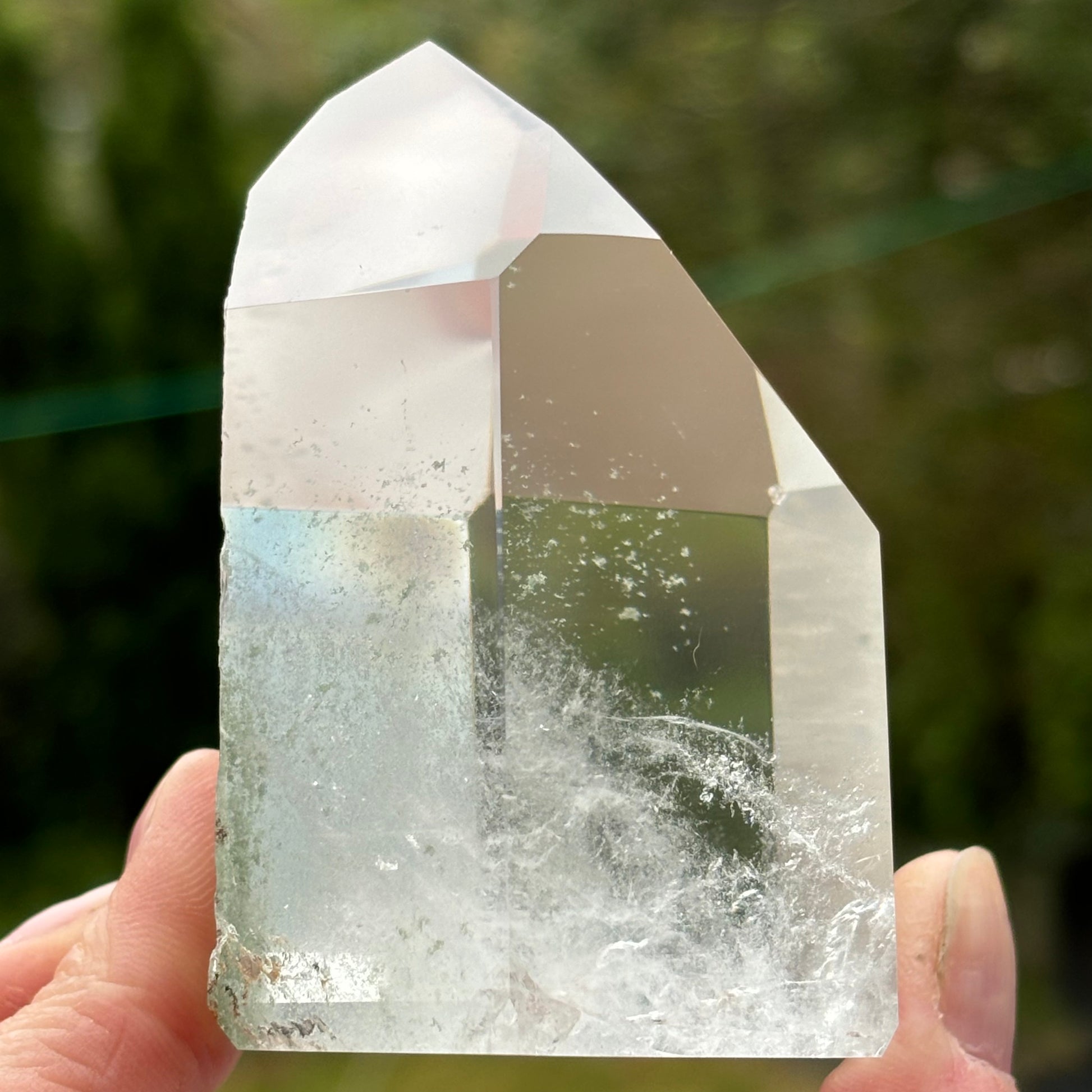 Half Polished Green Chlorite Phantom Quartz | D - Aether & Element