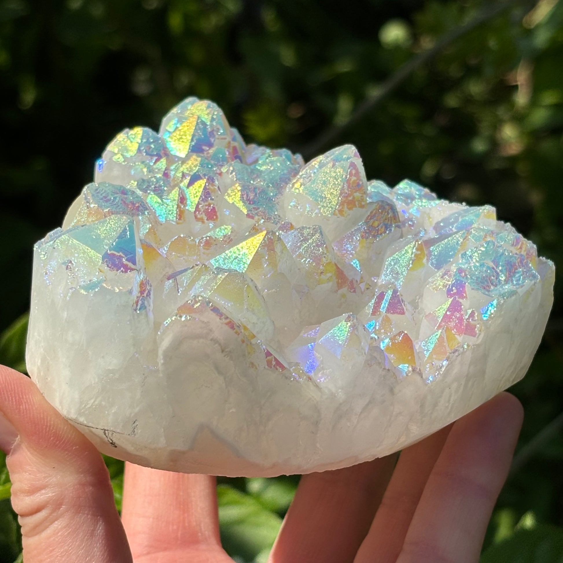 Large Angel Aura Quartz Cluster Heart - Aether & Element