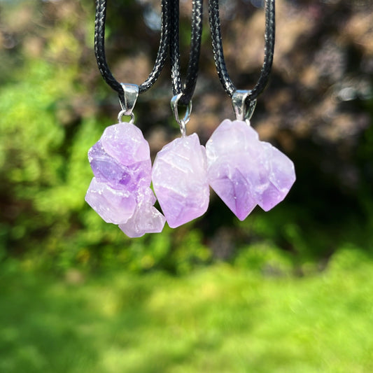 Amethyst Cluster Pendant (with cord necklace) - Aether & Element