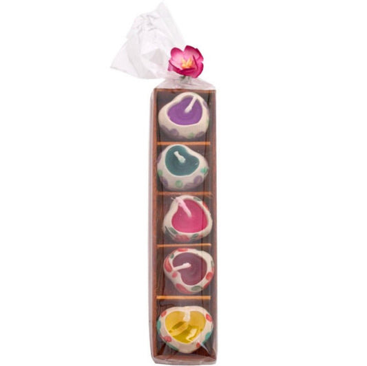 Box of 5 Cute Mini Heart Candles - Aether & Element