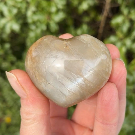 Chunky & Flashy Peach Moonstone Heart - Aether & Element