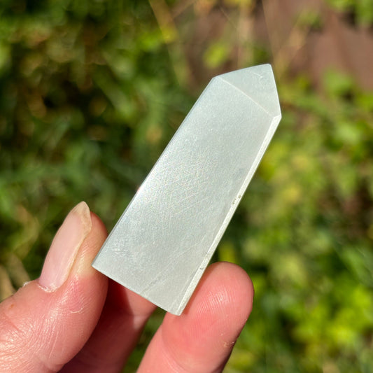 Flashy Silky Sage Garnierite - Green Moonstone Point - Aether & Element