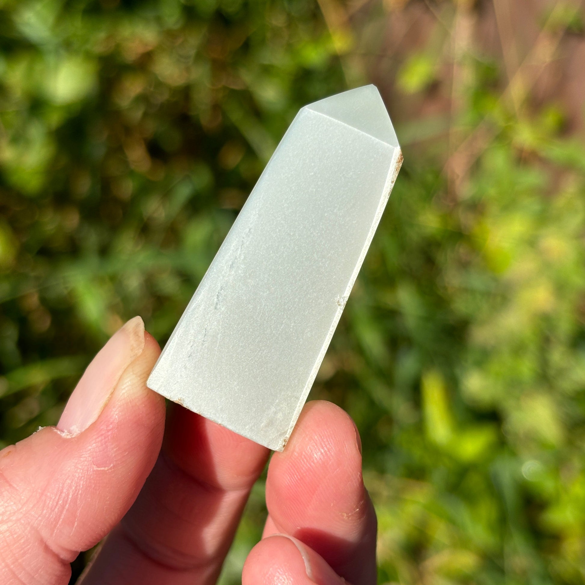 Flashy Silky Sage Garnierite - Green Moonstone Point - Aether & Element