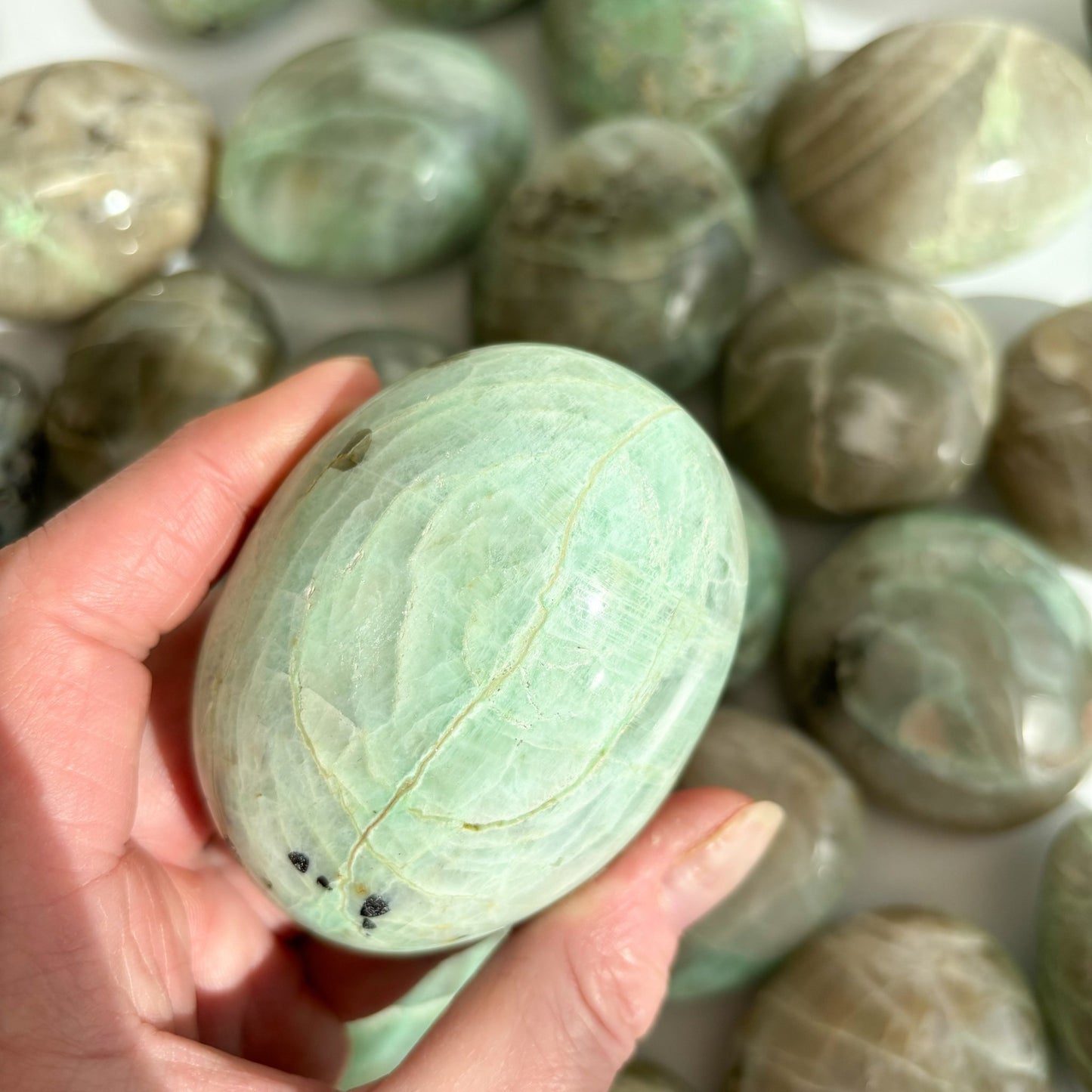 Large Garnierite - Green Moonstone Palmstone - Aether & Element