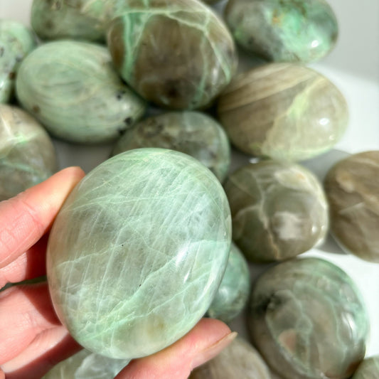 Large Garnierite - Green Moonstone Palmstone - Aether & Element