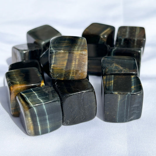 Mini Blue Tiger’s Eye Cube - Aether & Element