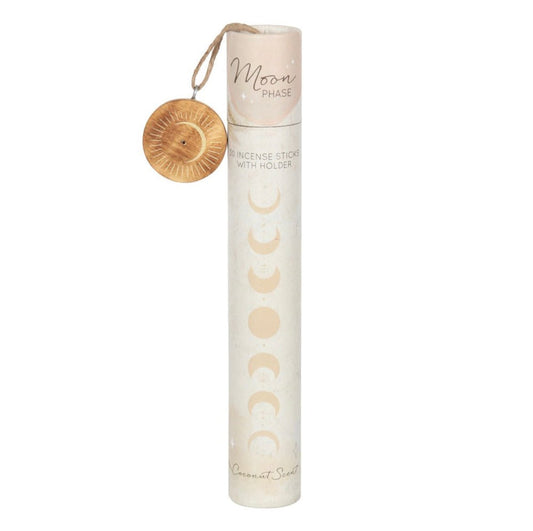 Moon Phase Coconut Incense Sticks Pack (& Holder) - Aether & Element