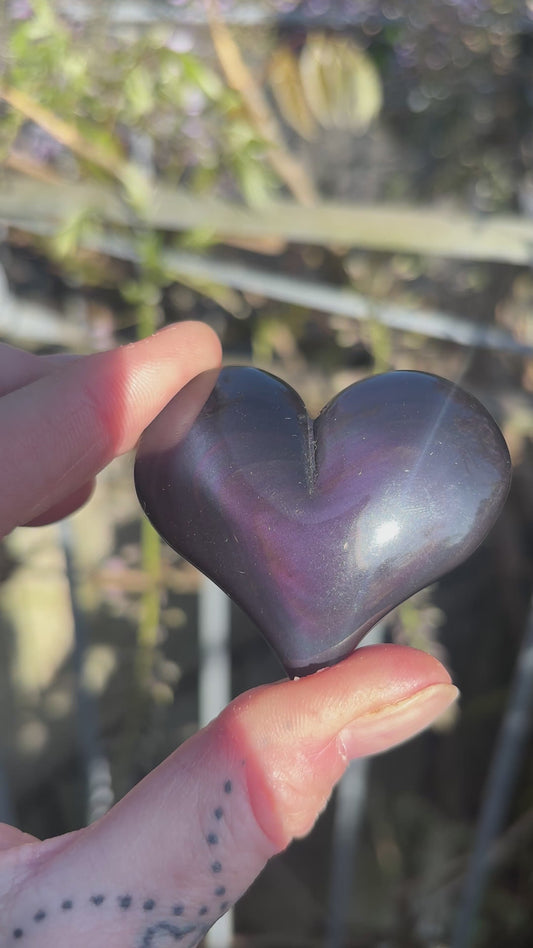 Rainbow Obsidian Puffy Heart | B
