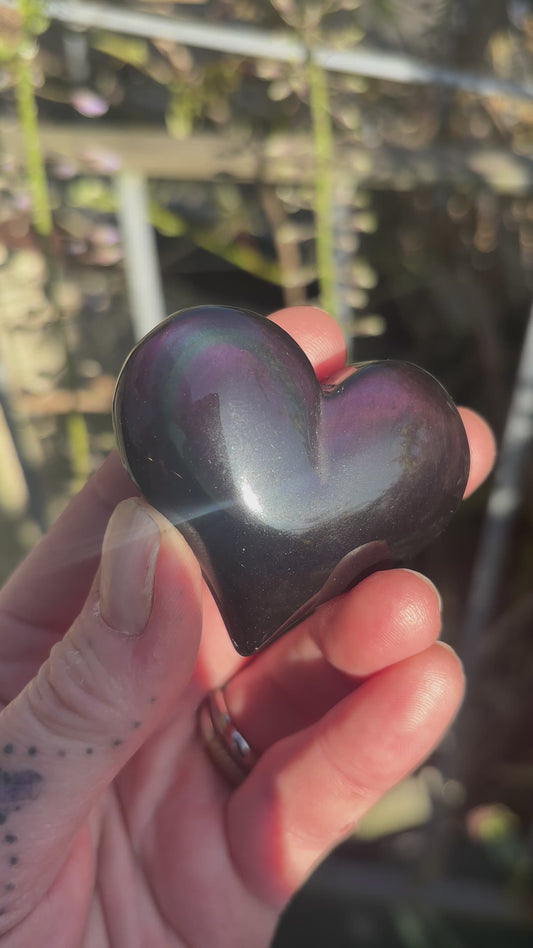 Rainbow Obsidian Puffy Heart | A