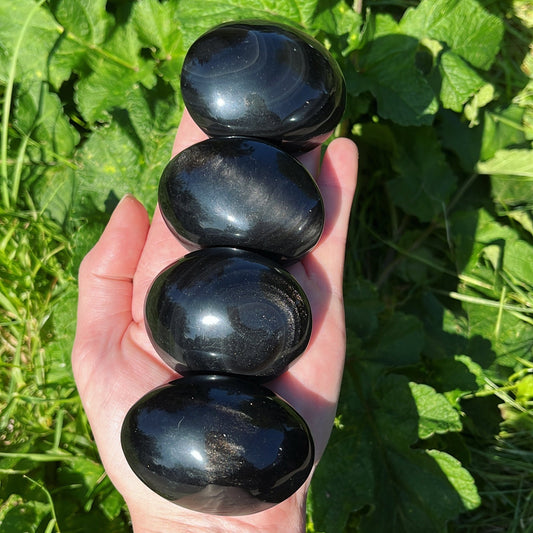 Silver Sheen Obsidian Palmstone - Aether & Element