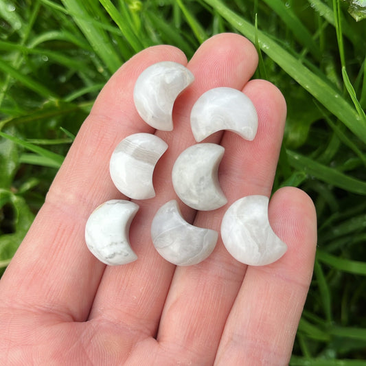 Tiny Grey Agate Moon - Aether & Element
